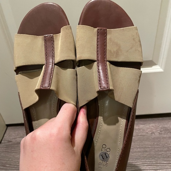 Franco Sarto Strap Sandals Leather Vintage Low Heel - Picture 3 of 7